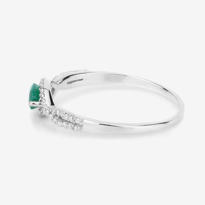 0.32 Carat Genuine Zambian Emerald and White Diamond 14K White Gold Ring by Bids.com