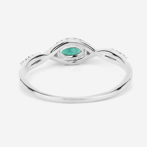 0.32 Carat Genuine Zambian Emerald and White Diamond 14K White Gold Ring by Bids.com