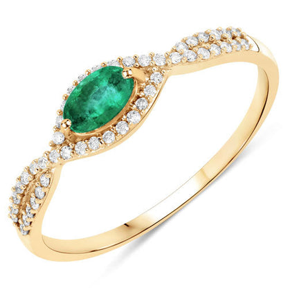 0.32 Carat Genuine Zambian Emerald and White Diamond 14K Yellow Gold Ring by Bids.com