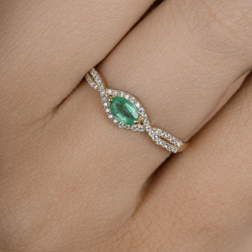 0.32 Carat Genuine Zambian Emerald and White Diamond 14K Yellow Gold Ring by Bids.com