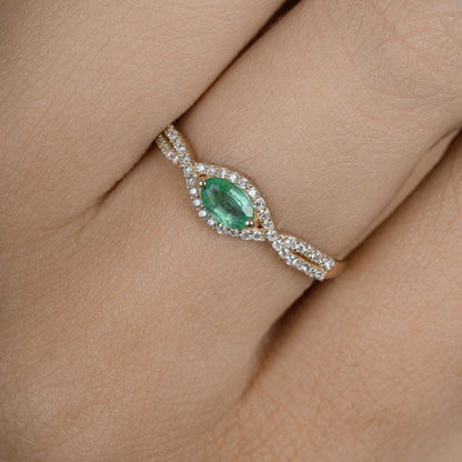 0.32 Carat Genuine Zambian Emerald and White Diamond 14K Yellow Gold Ring by Bids.com