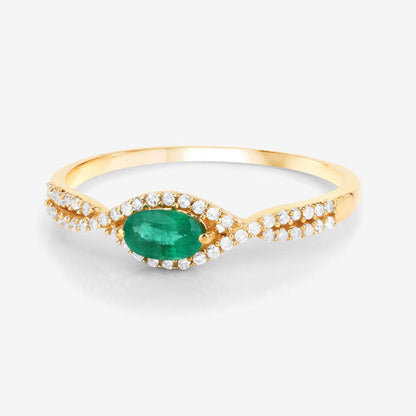 0.32 Carat Genuine Zambian Emerald and White Diamond 14K Yellow Gold Ring by Bids.com