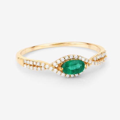 0.32 Carat Genuine Zambian Emerald and White Diamond 14K Yellow Gold Ring by Bids.com