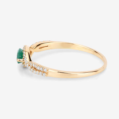 0.32 Carat Genuine Zambian Emerald and White Diamond 14K Yellow Gold Ring by Bids.com
