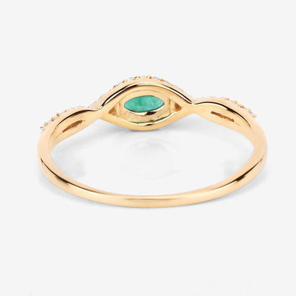 0.32 Carat Genuine Zambian Emerald and White Diamond 14K Yellow Gold Ring by Bids.com