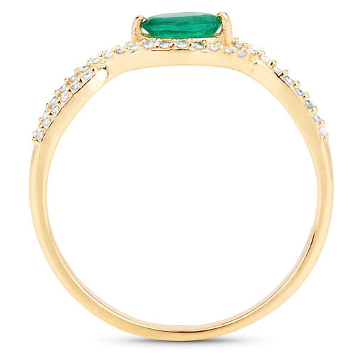 0.32 Carat Genuine Zambian Emerald and White Diamond 14K Yellow Gold Ring by Bids.com