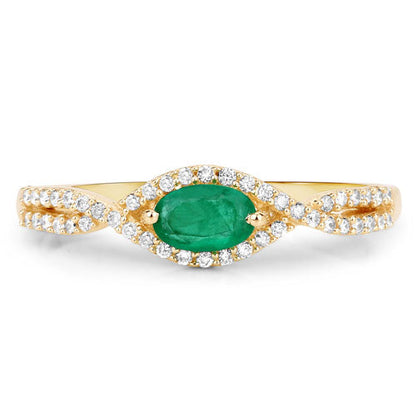 0.32 Carat Genuine Zambian Emerald and White Diamond 14K Yellow Gold Ring by Bids.com