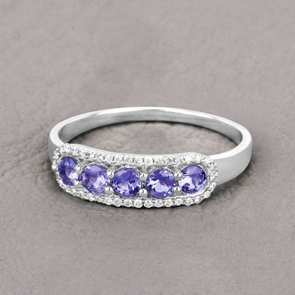 0.61 Carat Genuine Tanzanite and White Diamond 14K White Gold Ring by Bids.com
