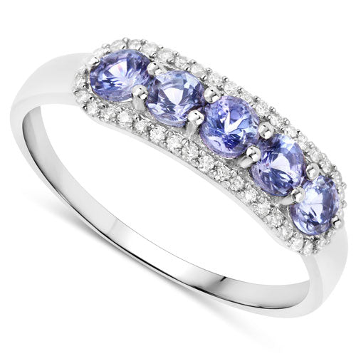 0.61 Carat Genuine Tanzanite and White Diamond 14K White Gold Ring by Bids.com