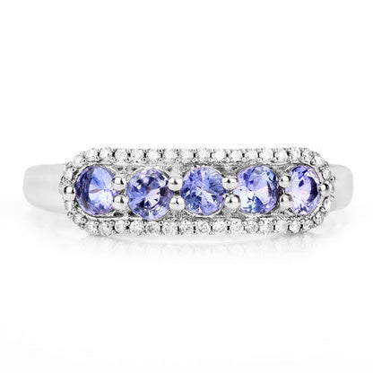 0.61 Carat Genuine Tanzanite and White Diamond 14K White Gold Ring by Bids.com