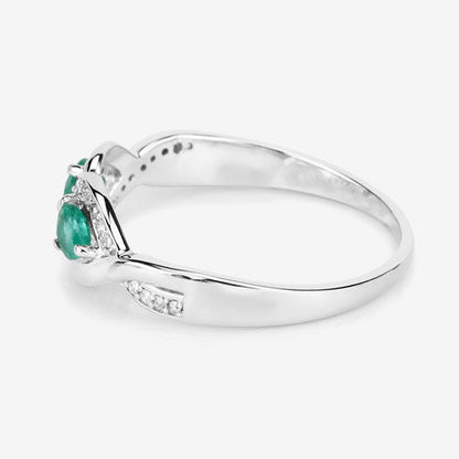 0.35 Carat Genuine Zambian Emerald and White Diamond 14K White Gold Ring by Bids.com