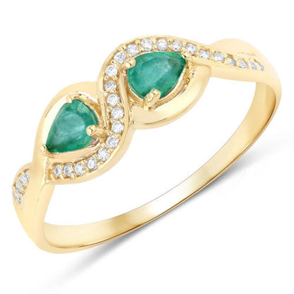 0.35 Carat Genuine Zambian Emerald and White Diamond 14K Yellow Gold Ring by Bids.com