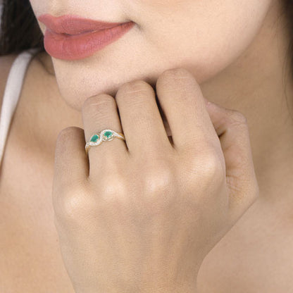0.35 Carat Genuine Zambian Emerald and White Diamond 14K Yellow Gold Ring by Bids.com