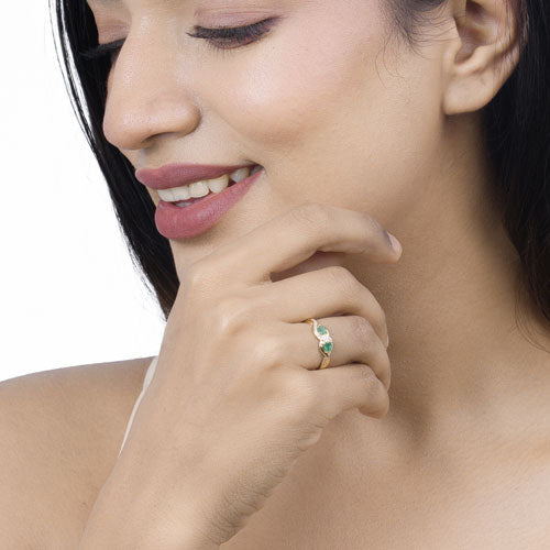 0.35 Carat Genuine Zambian Emerald and White Diamond 14K Yellow Gold Ring by Bids.com