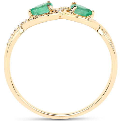 0.35 Carat Genuine Zambian Emerald and White Diamond 14K Yellow Gold Ring by Bids.com