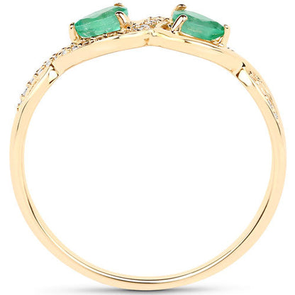 0.35 Carat Genuine Zambian Emerald and White Diamond 14K Yellow Gold Ring by Bids.com
