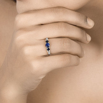 1.08 Carat Genuine Blue Sapphire and White Diamond 14K White Gold Ring by Bids.com