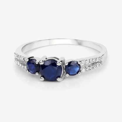 1.08 Carat Genuine Blue Sapphire and White Diamond 14K White Gold Ring by Bids.com