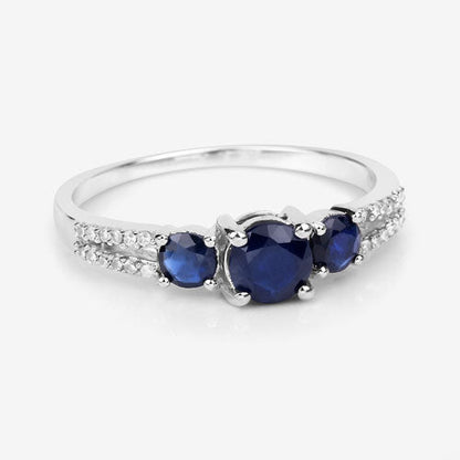 1.08 Carat Genuine Blue Sapphire and White Diamond 14K White Gold Ring by Bids.com