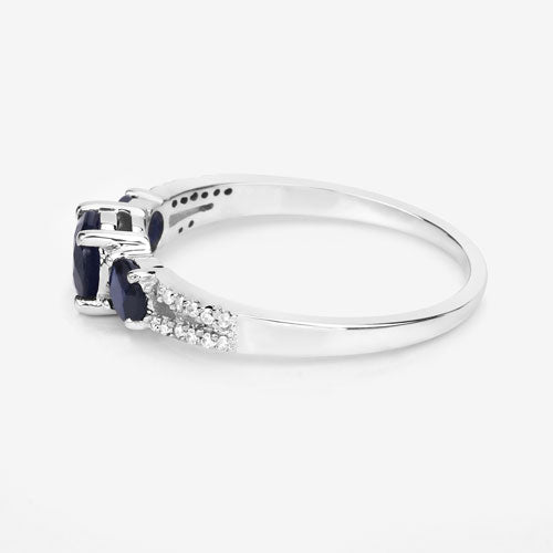 1.08 Carat Genuine Blue Sapphire and White Diamond 14K White Gold Ring by Bids.com