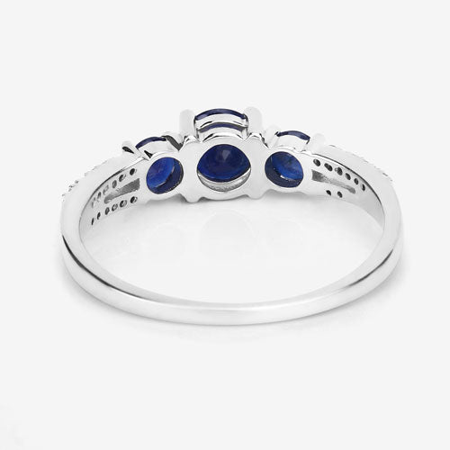 1.08 Carat Genuine Blue Sapphire and White Diamond 14K White Gold Ring by Bids.com