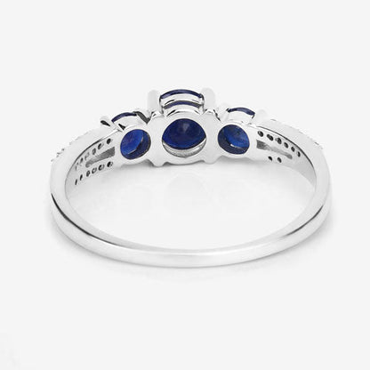 1.08 Carat Genuine Blue Sapphire and White Diamond 14K White Gold Ring by Bids.com