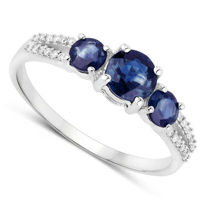 1.08 Carat Genuine Blue Sapphire and White Diamond 14K White Gold Ring by Bids.com