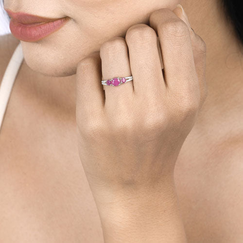 1.02 Carat Genuine Ruby and White Diamond 14K White Gold Ring by Bids.com