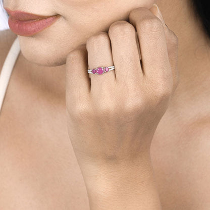 1.02 Carat Genuine Ruby and White Diamond 14K White Gold Ring by Bids.com