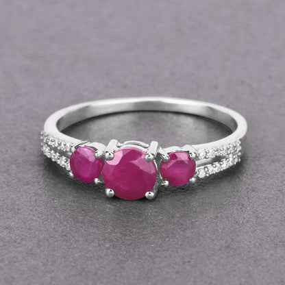 1.02 Carat Genuine Ruby and White Diamond 14K White Gold Ring by Bids.com