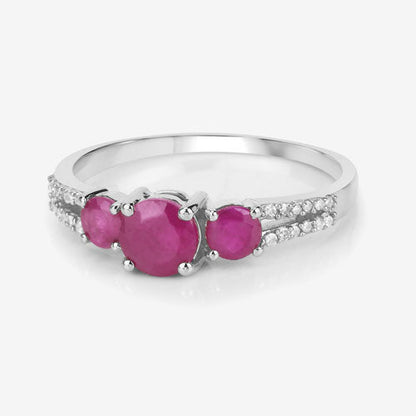 1.02 Carat Genuine Ruby and White Diamond 14K White Gold Ring by Bids.com