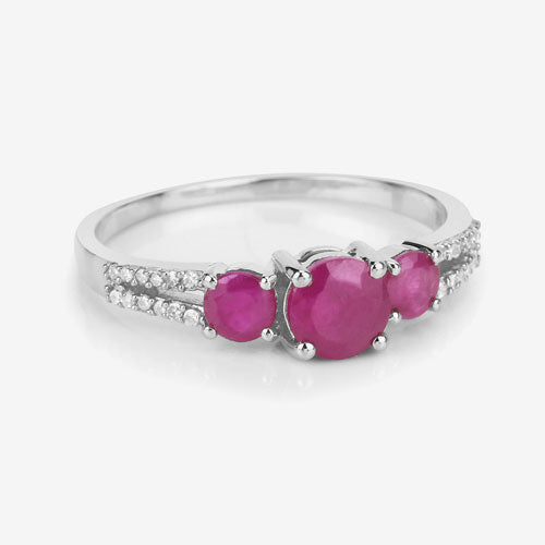 1.02 Carat Genuine Ruby and White Diamond 14K White Gold Ring by Bids.com