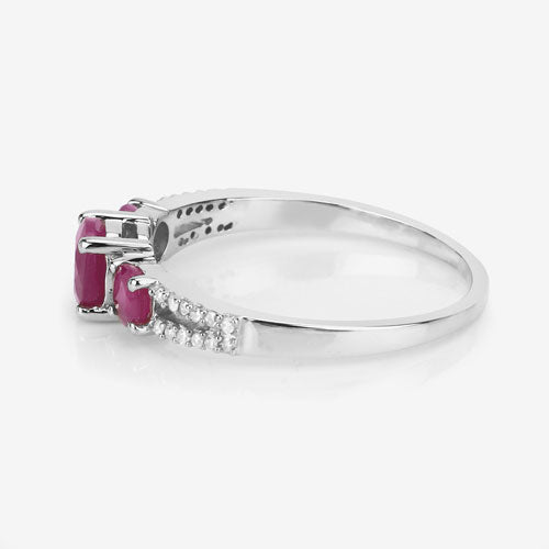 1.02 Carat Genuine Ruby and White Diamond 14K White Gold Ring by Bids.com