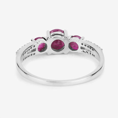 1.02 Carat Genuine Ruby and White Diamond 14K White Gold Ring by Bids.com