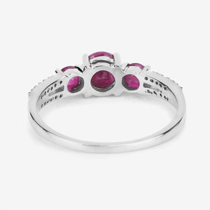 1.02 Carat Genuine Ruby and White Diamond 14K White Gold Ring by Bids.com
