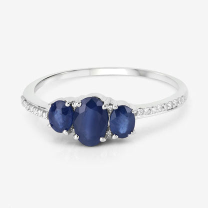 0.98 Carat Genuine Blue Sapphire and White Diamond 14K White Gold Ring by Bids.com