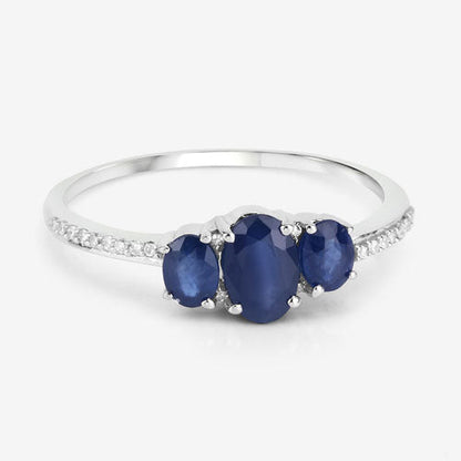 0.98 Carat Genuine Blue Sapphire and White Diamond 14K White Gold Ring by Bids.com