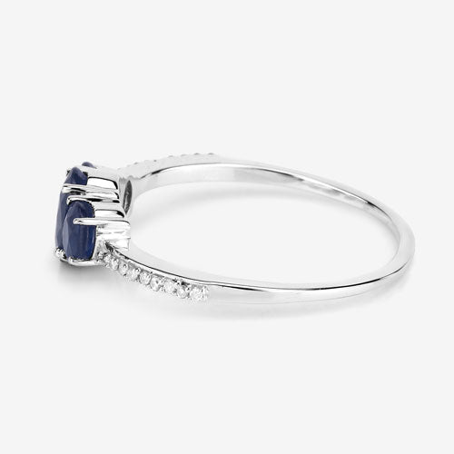 0.98 Carat Genuine Blue Sapphire and White Diamond 14K White Gold Ring by Bids.com