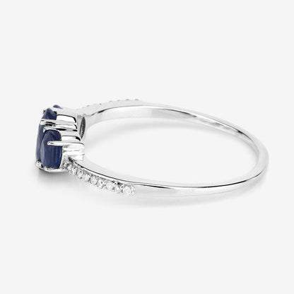 0.98 Carat Genuine Blue Sapphire and White Diamond 14K White Gold Ring by Bids.com