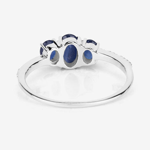 0.98 Carat Genuine Blue Sapphire and White Diamond 14K White Gold Ring by Bids.com