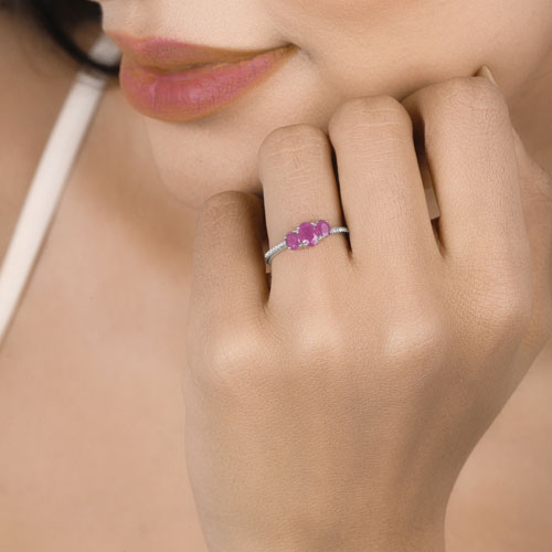 1.02 Carat Genuine Ruby and White Diamond 14K White Gold Ring by Bids.com