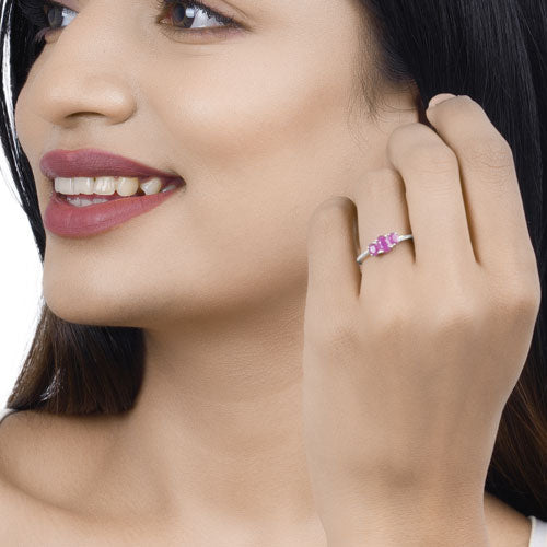 1.02 Carat Genuine Ruby and White Diamond 14K White Gold Ring by Bids.com