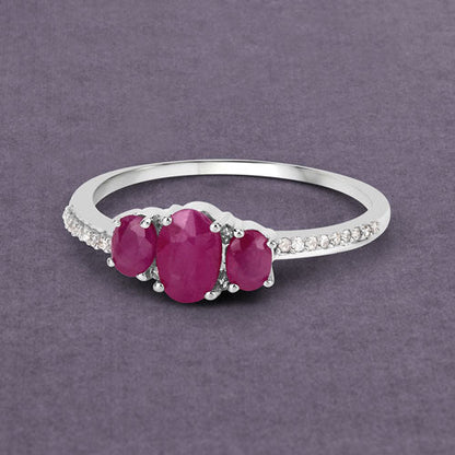 1.02 Carat Genuine Ruby and White Diamond 14K White Gold Ring by Bids.com