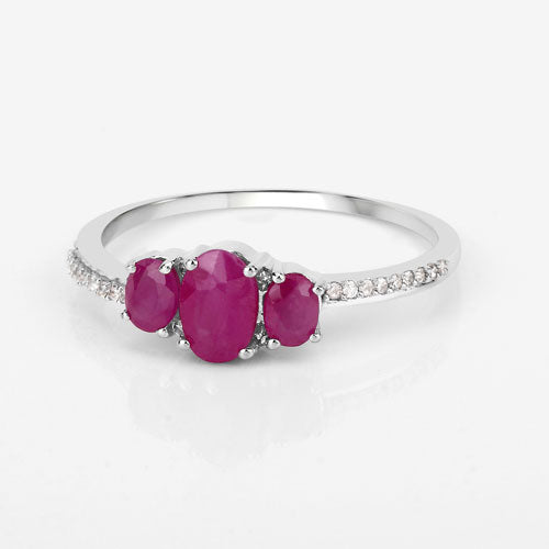 1.02 Carat Genuine Ruby and White Diamond 14K White Gold Ring by Bids.com