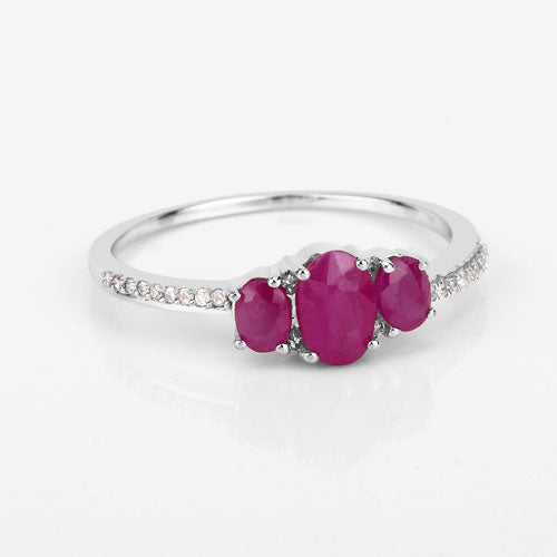 1.02 Carat Genuine Ruby and White Diamond 14K White Gold Ring by Bids.com