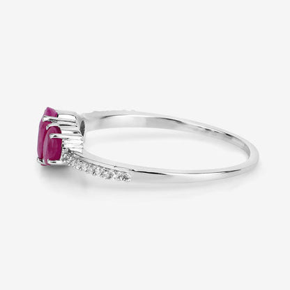 1.02 Carat Genuine Ruby and White Diamond 14K White Gold Ring by Bids.com