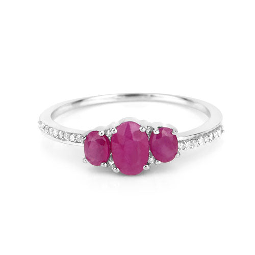 1.02 Carat Genuine Ruby and White Diamond 14K White Gold Ring by Bids.com