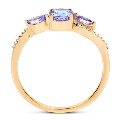 0.70 Carat Genuine Tanzanite and White Diamond 14K Yellow Gold Ring by Bids.com