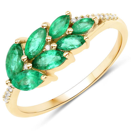 0.68 Carat Genuine Zambian Emerald and White Diamond 14K Yellow Gold Ring by Bids.com