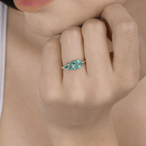 0.68 Carat Genuine Zambian Emerald and White Diamond 14K Yellow Gold Ring by Bids.com